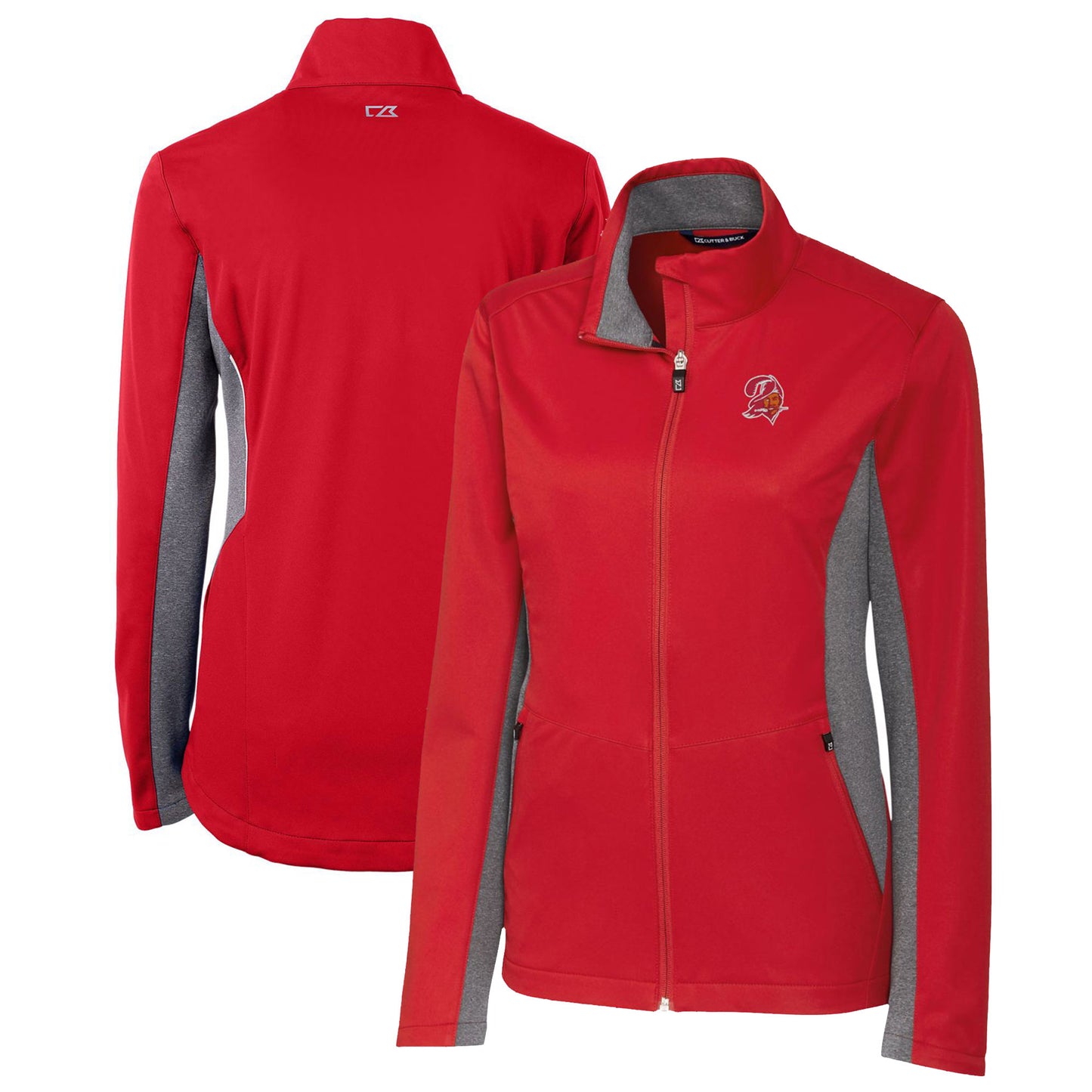 Women's Cutter & Buck Red Tampa Bay Buccaneers Throwback Logo Navigate Softshell Full-Zip Jacket