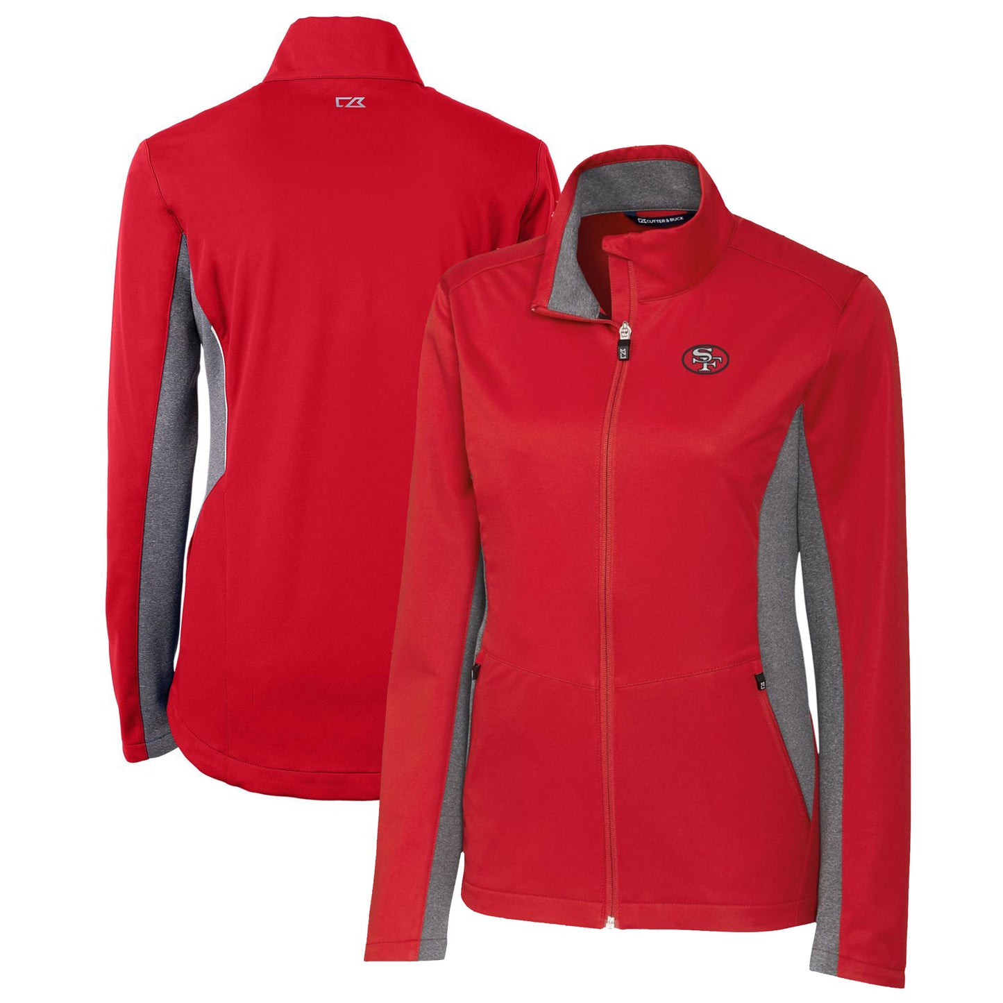 Women's Cutter & Buck Scarlet San Francisco 49ers Throwback Logo Navigate Softshell Full-Zip Jacket