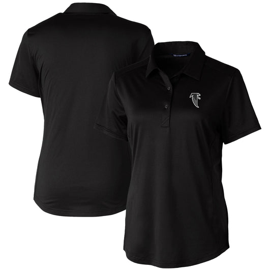 Women's Cutter & Buck Black Atlanta Falcons Throwback Logo Prospect Textured Stretch Polo