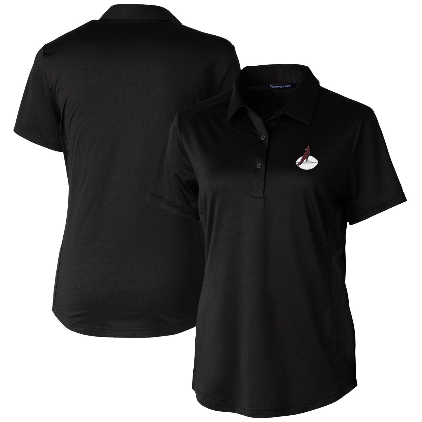 Women's Cutter & Buck Black Arizona Cardinals Throwback Logo Prospect Textured Stretch Polo