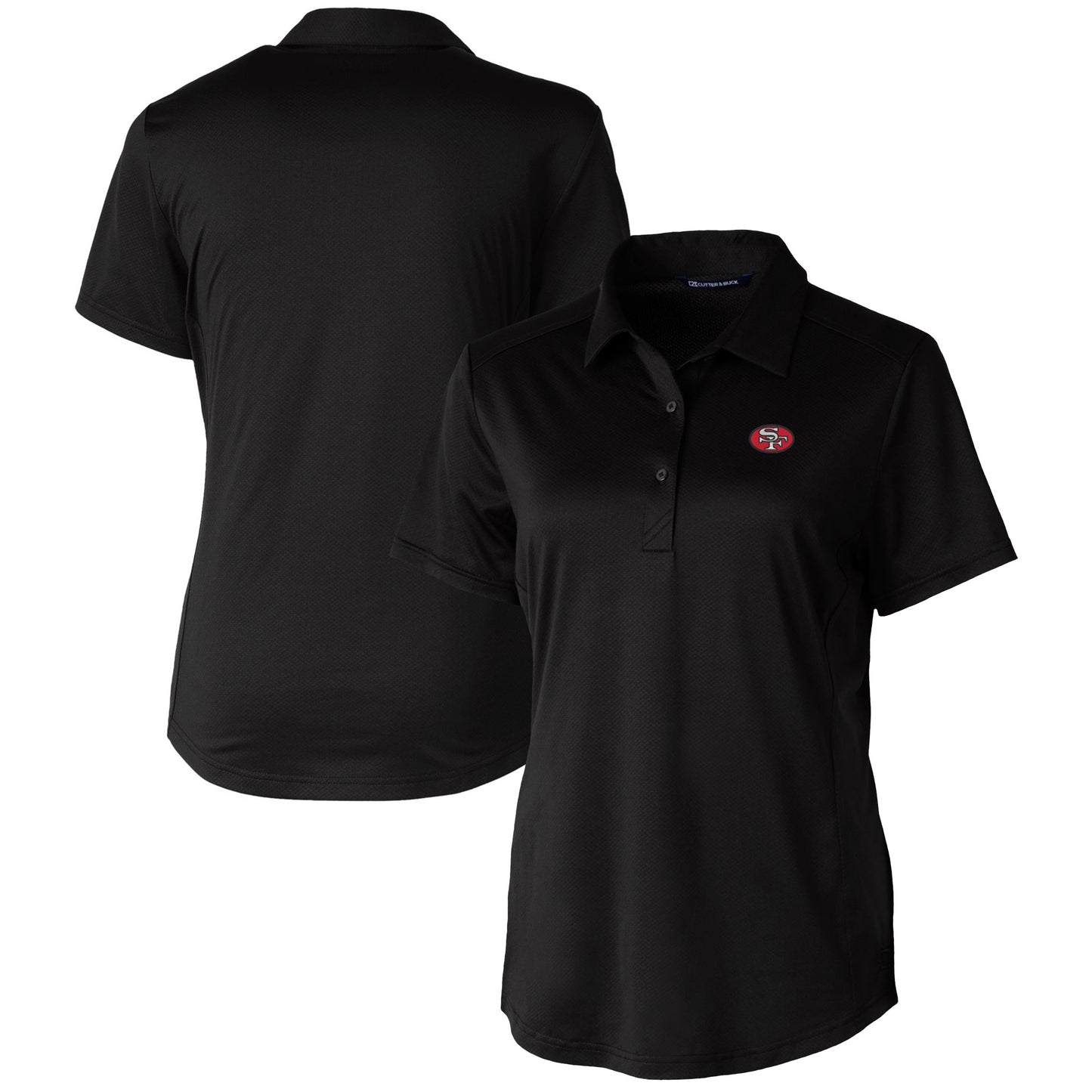 Women's Cutter & Buck Black San Francisco 49ers Throwback Logo Prospect Textured Stretch Polo