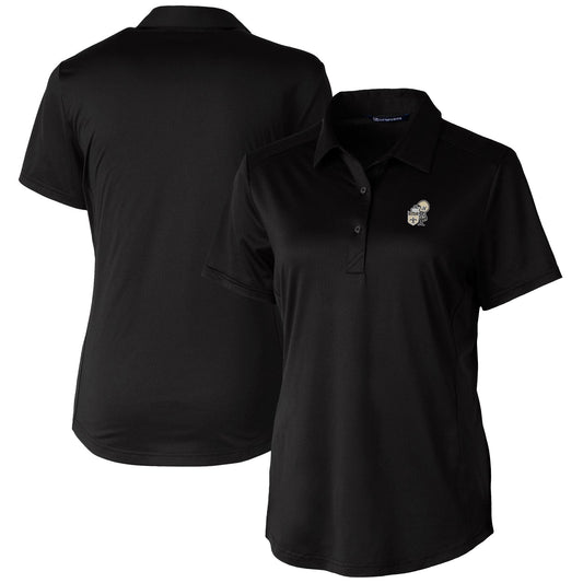 Women's Cutter & Buck Black New Orleans Saints Throwback Logo Prospect Textured Stretch Polo