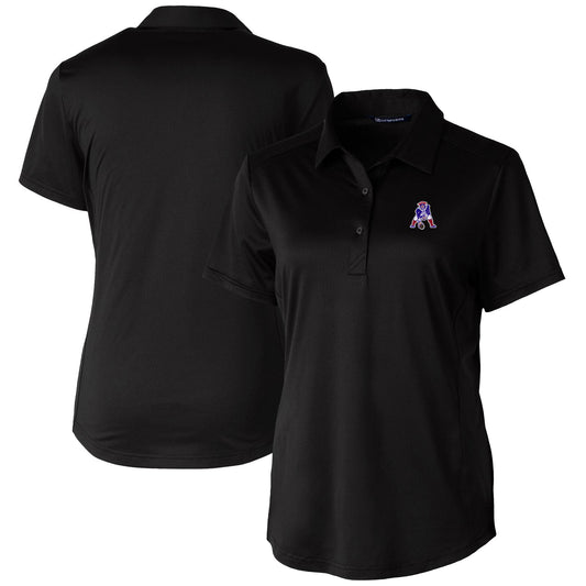 Women's Cutter & Buck Black New England Patriots Throwback Logo Prospect Textured Stretch Polo