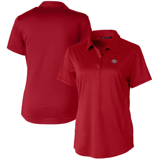 Women's Cutter & Buck Scarlet San Francisco 49ers Throwback Logo Prospect Textured Stretch Polo