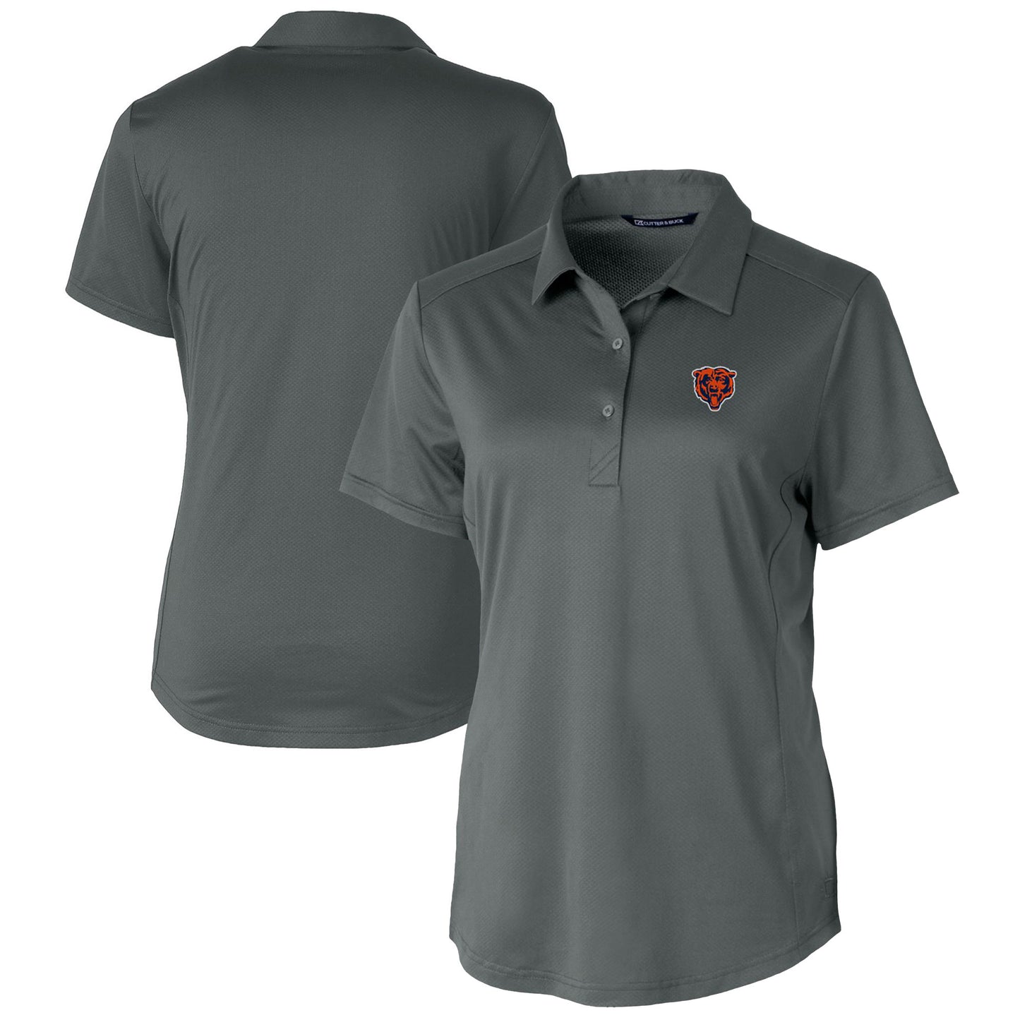 Women's Cutter & Buck Steel Chicago Bears Throwback Logo Prospect Textured Stretch Polo