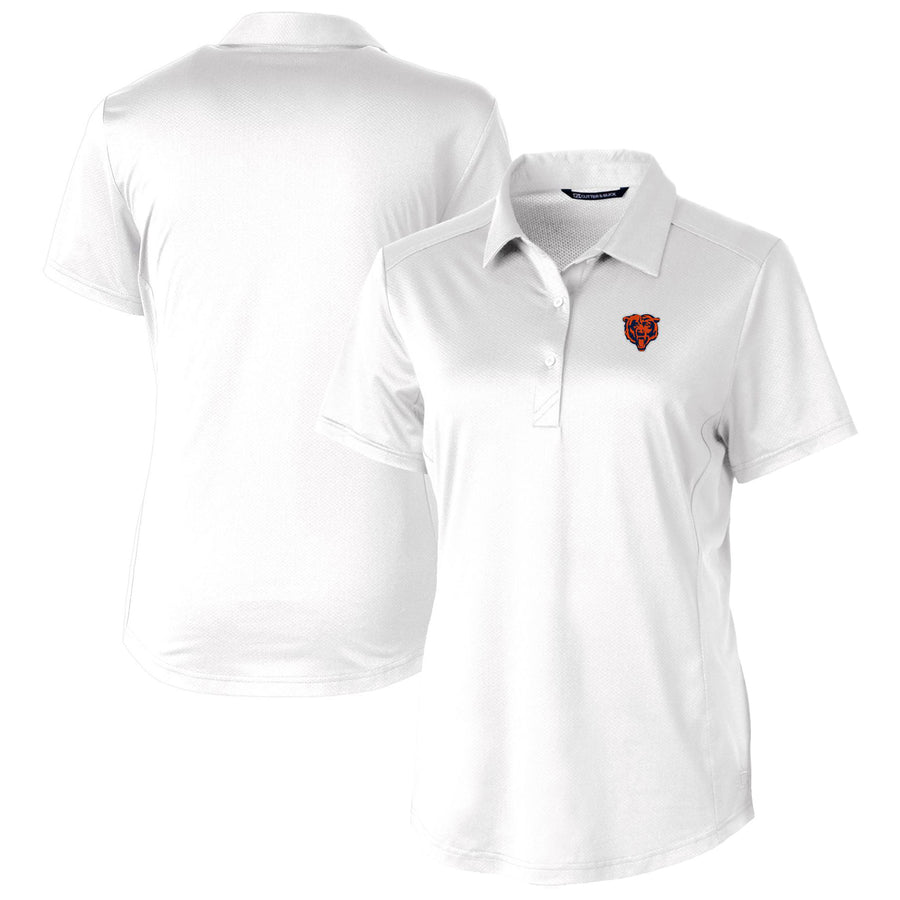 Women's Cutter & Buck White Chicago Bears Throwback Logo Prospect Textured Stretch Polo