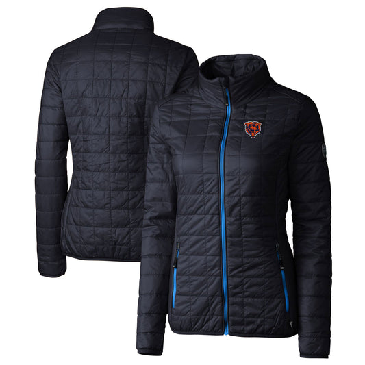 Women's Cutter & Buck Navy Chicago Bears Throwback Logo Rainier PrimaLoft Eco Full-Zip Puffer Jacket