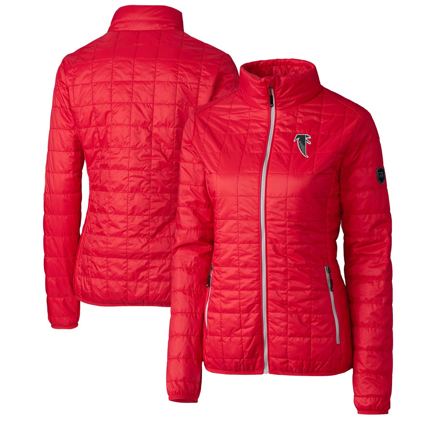 Women's Cutter & Buck Red Atlanta Falcons Throwback Logo Rainier PrimaLoft Eco Full-Zip Puffer Jacket