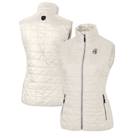 Women's Cutter & Buck Cream New Orleans Saints Throwback Logo Rainier PrimaLoft Eco Full-Zip Puffer Vest