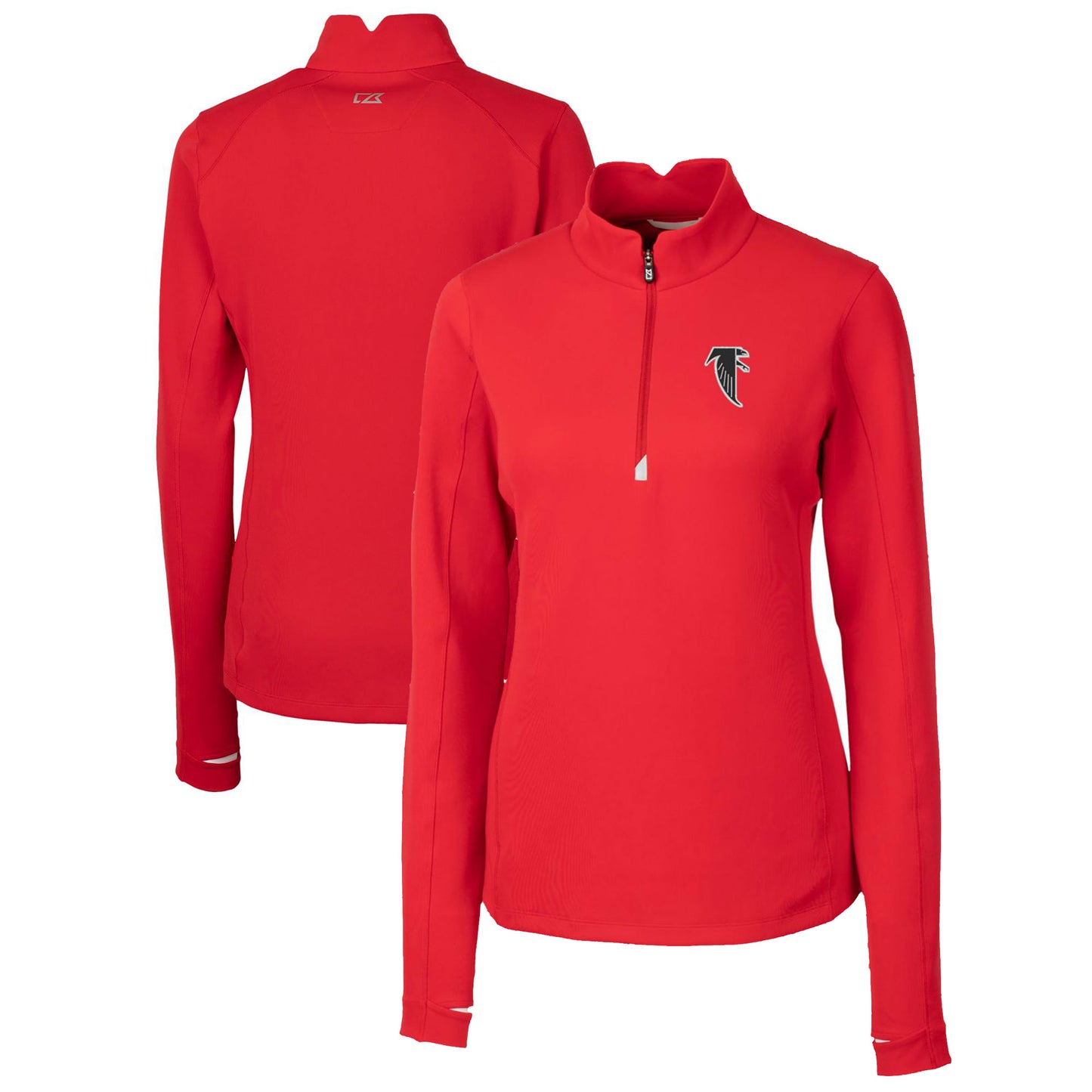 Women's Cutter & Buck Red Atlanta Falcons Throwback Logo Traverse Stretch Quarter-Zip Pullover Top