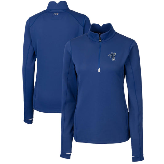 Women's Cutter & Buck Royal Indianapolis Colts Throwback Logo Traverse Stretch Quarter-Zip Pullover Top