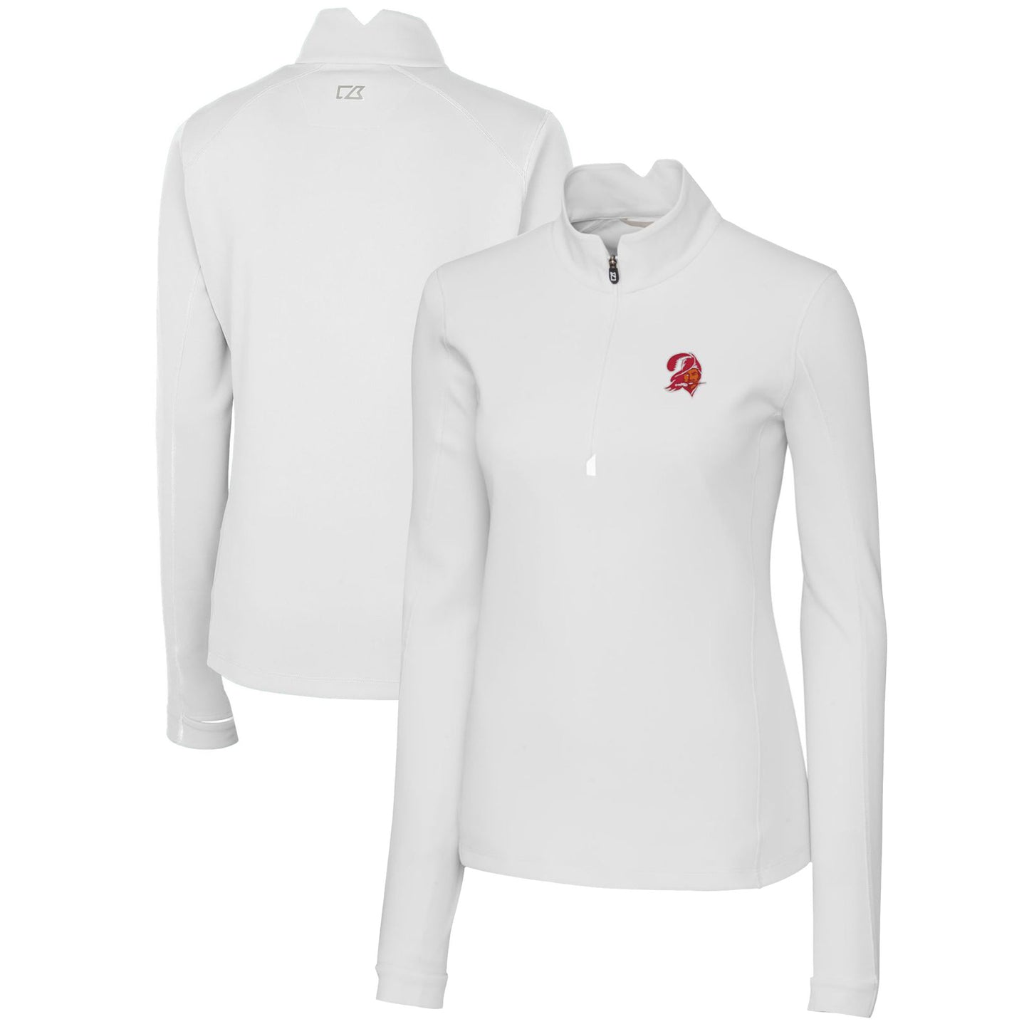 Women's Cutter & Buck White Tampa Bay Buccaneers Throwback Logo Traverse Stretch Quarter-Zip Pullover Top