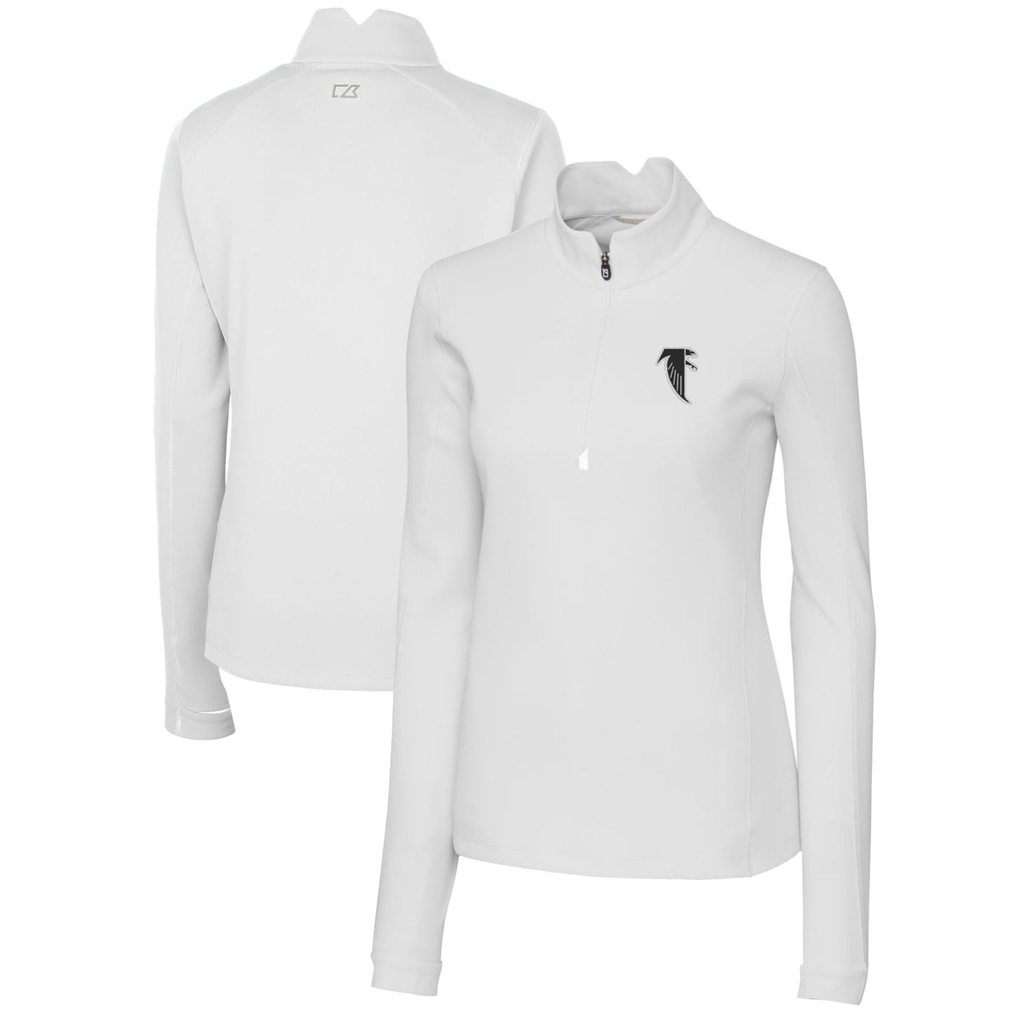 Women's Cutter & Buck White Atlanta Falcons Throwback Logo Traverse Stretch Quarter-Zip Pullover Top