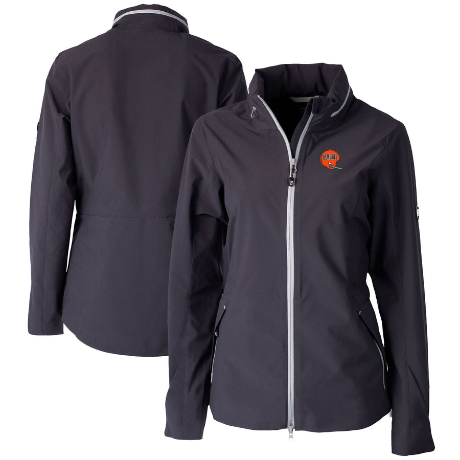 Women's Cutter & Buck Black Cincinnati Bengals Throwback Logo Vapor Full-Zip Rain Jacket
