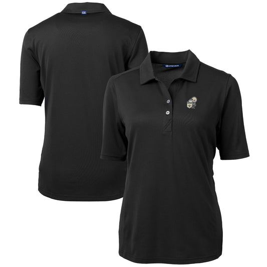 Women's Cutter & Buck Black New Orleans Saints Throwback Logo Virtue Eco Pique Recycled Polo