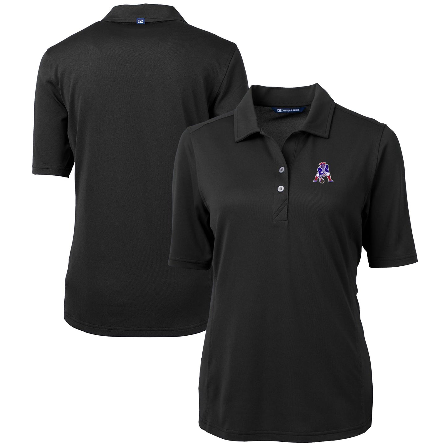 Women's Cutter & Buck Black New England Patriots Throwback Logo Virtue Eco Pique Recycled Polo