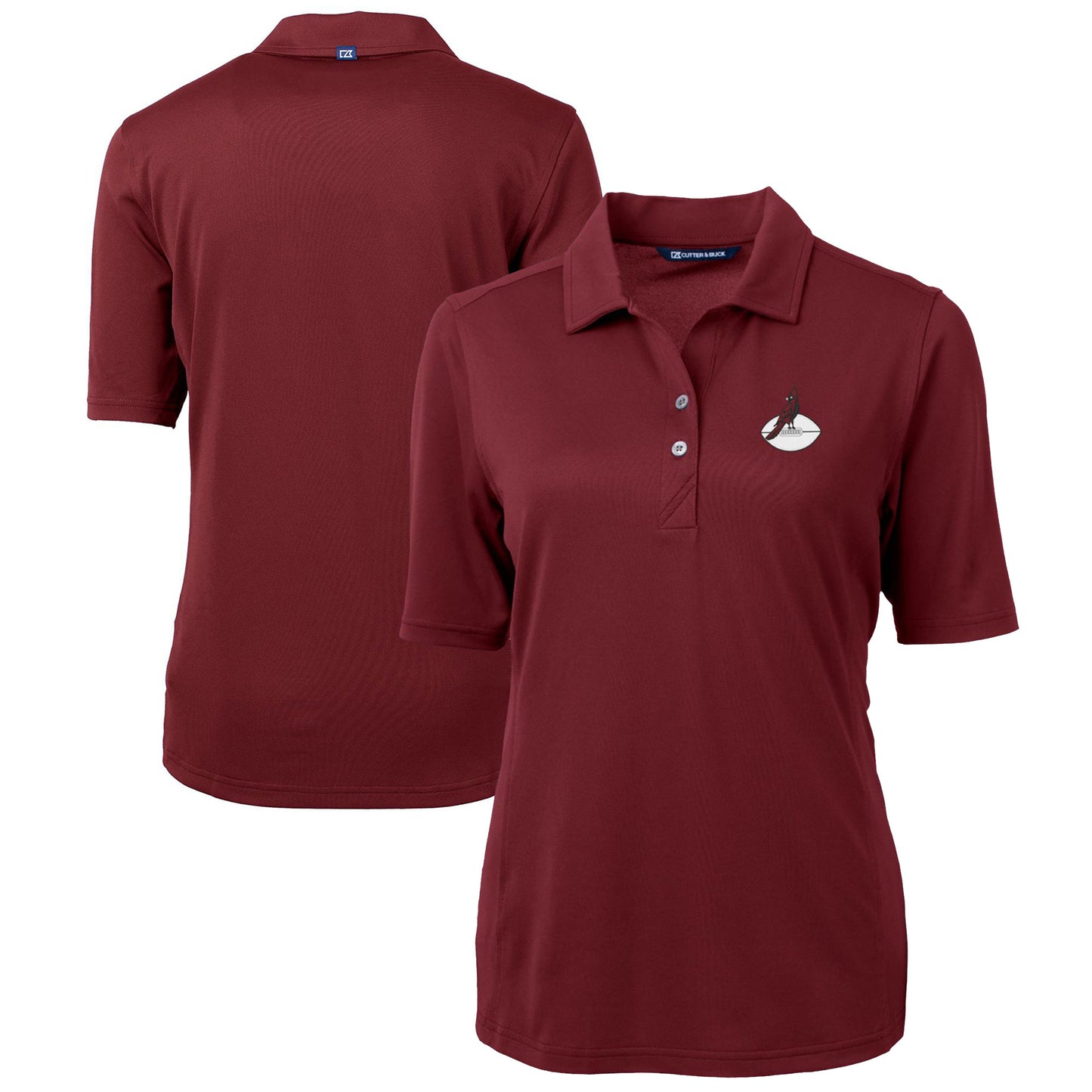 Women's Cutter & Buck Burgundy Arizona Cardinals Throwback Logo Virtue Eco Pique Recycled Polo