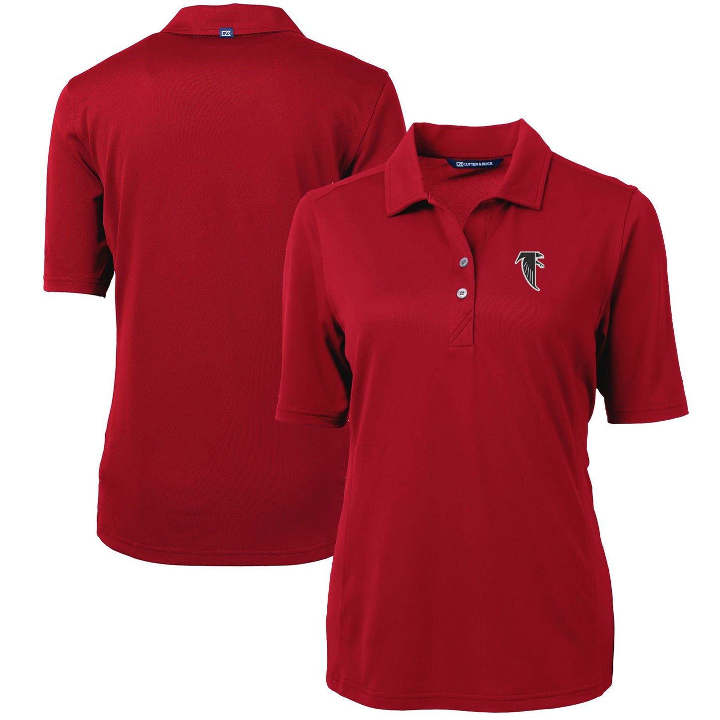 Women's Cutter & Buck Cardinal Atlanta Falcons Throwback Logo Virtue Eco Pique Recycled Polo