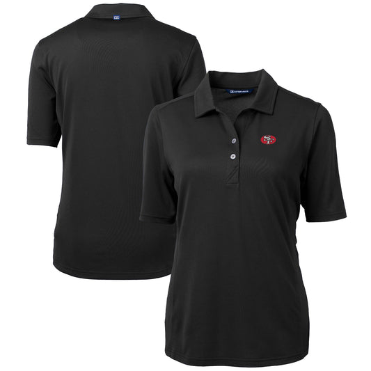 Women's Cutter & Buck Black San Francisco 49ers Throwback Team Logo Virtue Eco Pique Recycled Polo