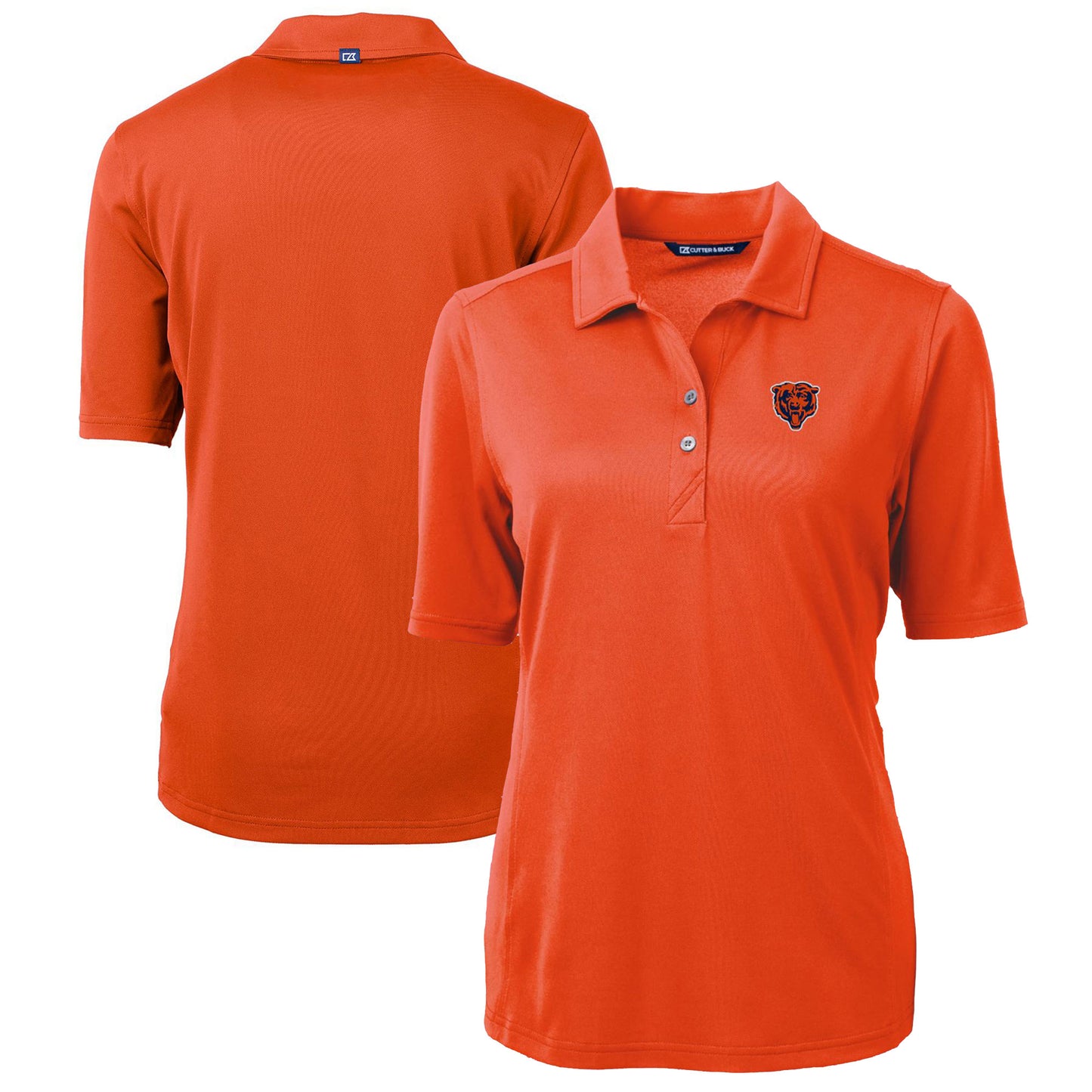 Women's Cutter & Buck Orange Chicago Bears Throwback Logo Virtue Eco Pique Recycled Polo