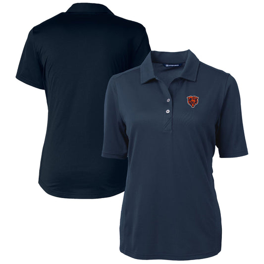 Women's Cutter & Buck Navy Chicago Bears Throwback Logo Virtue Eco Pique Recycled Polo