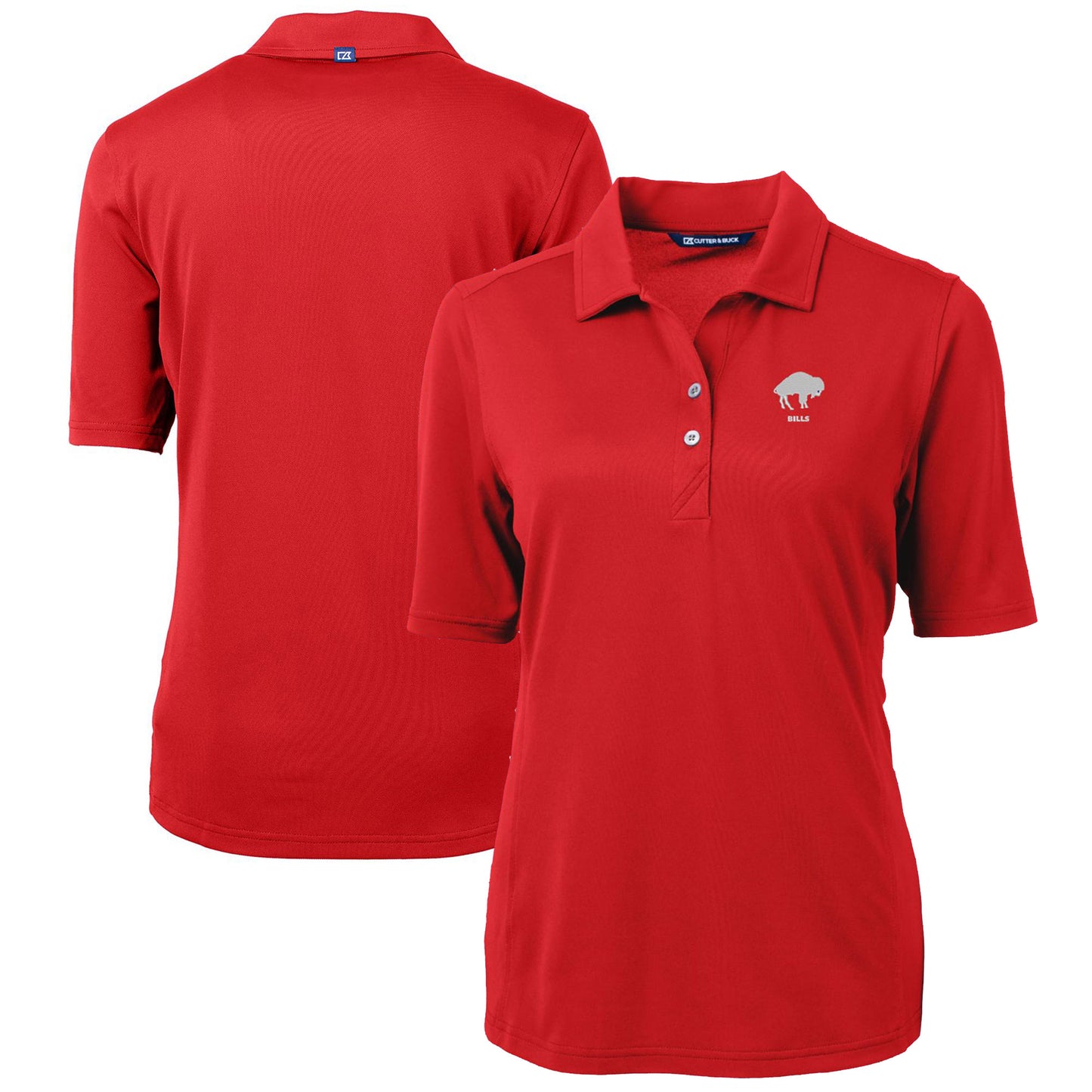 Women's Cutter & Buck Red Buffalo Bills Throwback Logo Virtue Eco Pique Recycled Polo