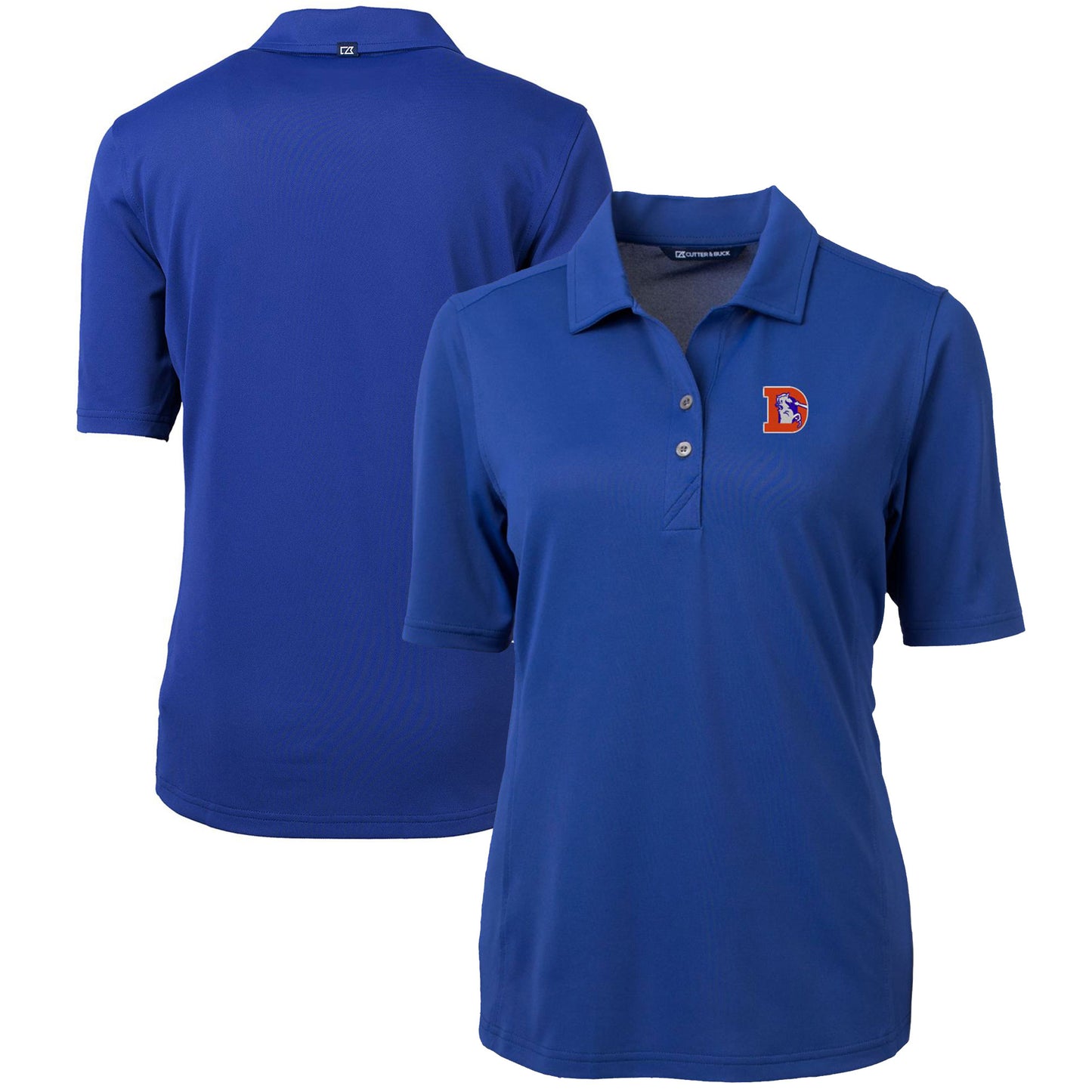 Women's Cutter & Buck Royal Denver Broncos Throwback Logo Virtue Eco Pique Recycled Polo