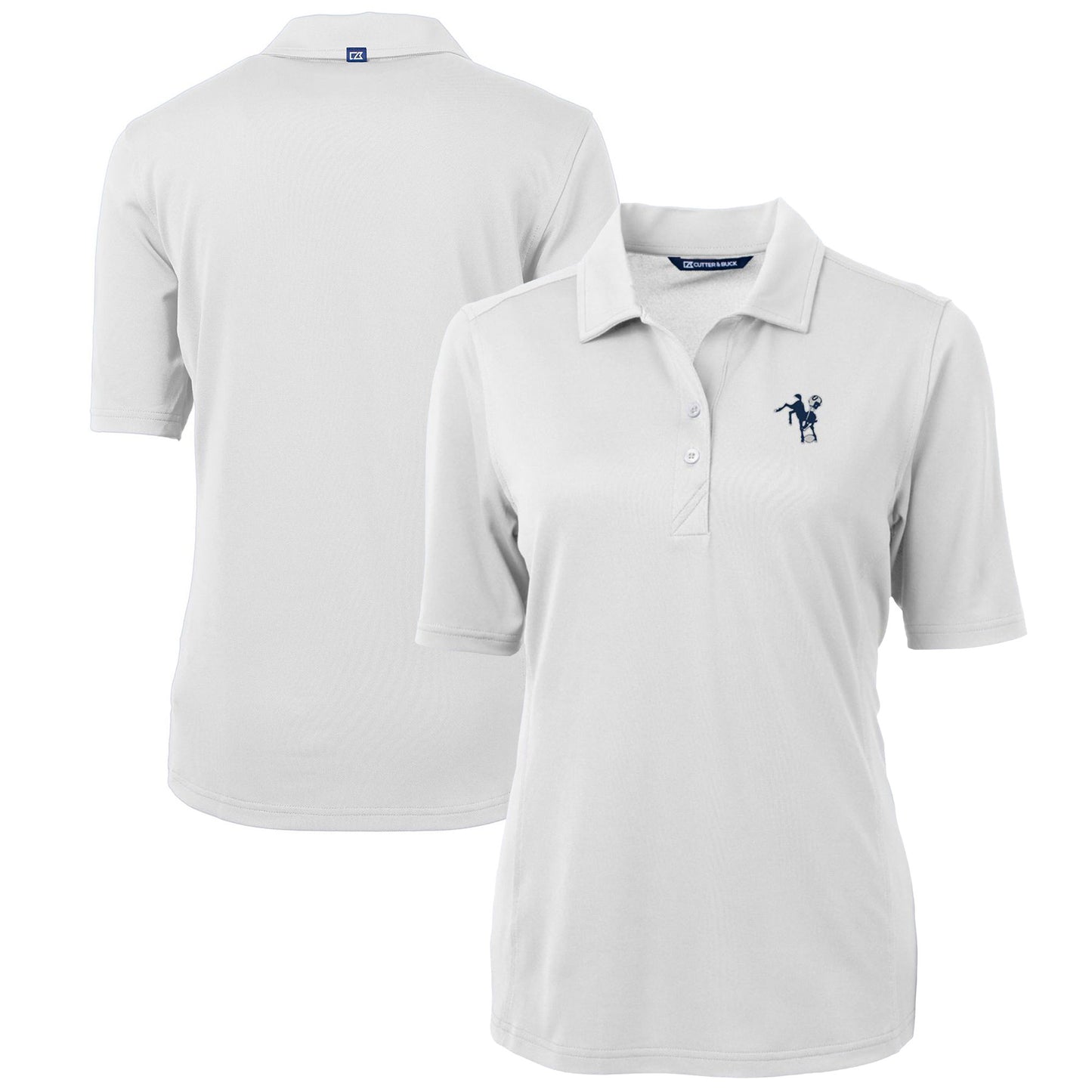 Women's Cutter & Buck White Indianapolis Colts Throwback Logo Virtue Eco Pique Recycled Polo