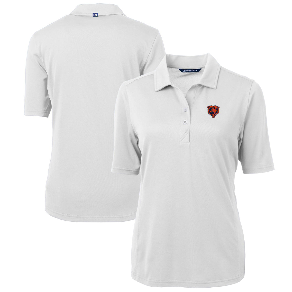 Women's Cutter & Buck White Chicago Bears Throwback Logo Virtue Eco Pique Recycled Polo