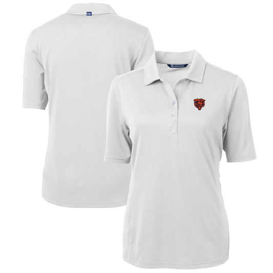 Women's Cutter & Buck White Chicago Bears Throwback Logo Virtue Eco Pique Recycled Polo