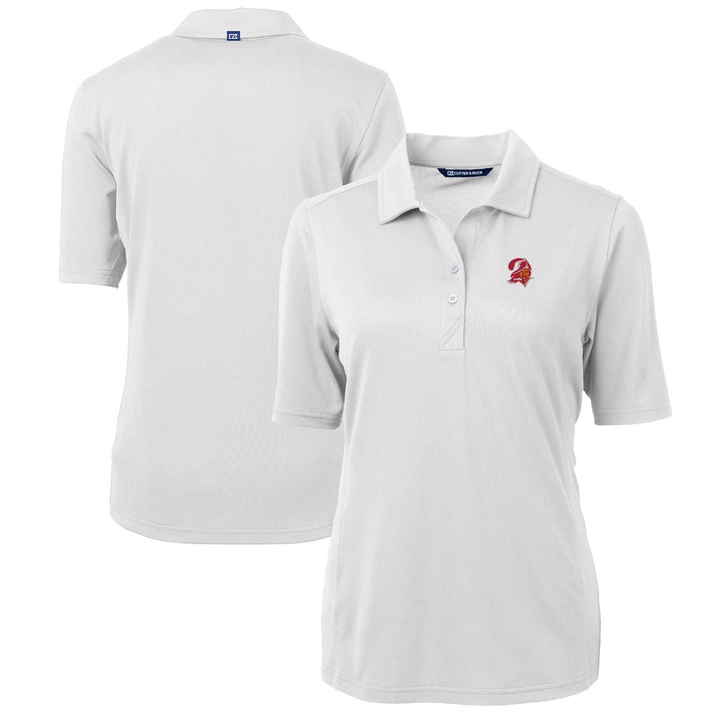 Women's Cutter & Buck White Tampa Bay Buccaneers Throwback Logo Virtue Eco Pique Recycled Polo