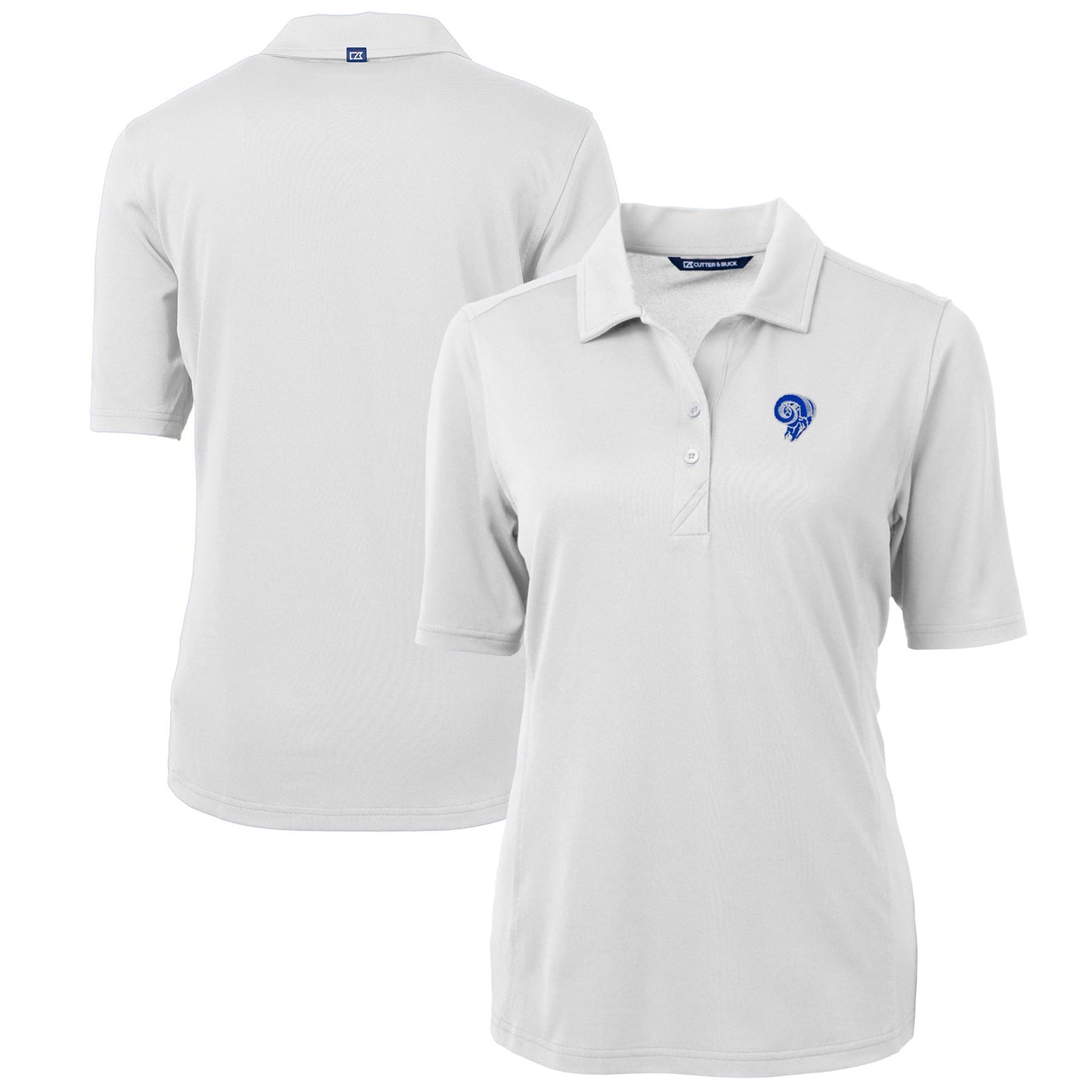 Women's Cutter & Buck White Los Angeles Rams Throwback Logo Virtue Eco Pique Recycled Polo