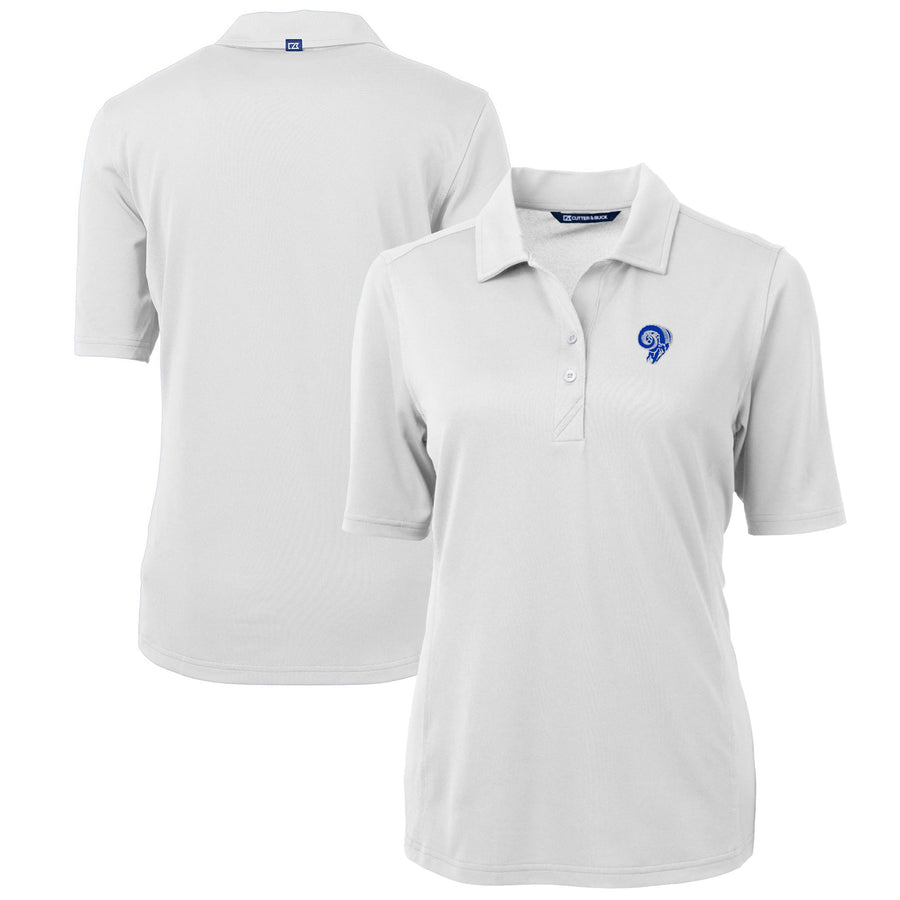 Women's Cutter & Buck White Los Angeles Rams Throwback Logo Virtue Eco Pique Recycled Polo