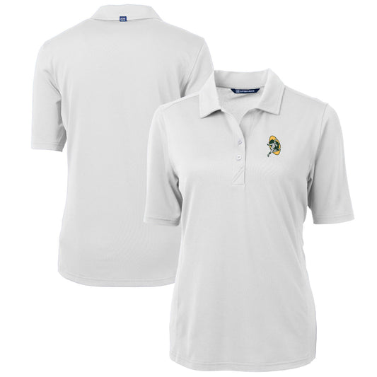 Women's Cutter & Buck White Green Bay Packers Throwback Logo Virtue Eco Pique Recycled Polo