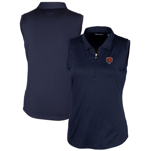 Women's Cutter & Buck Navy Chicago Bears Throwback Logo Forge Stretch Sleeveless Polo