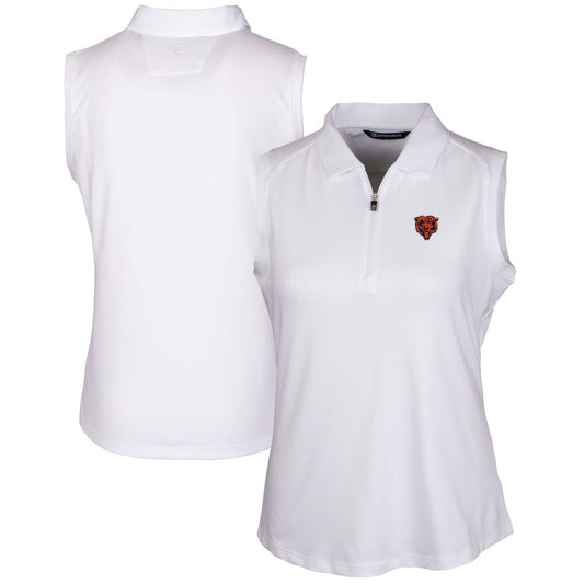 Women's Cutter & Buck White Chicago Bears Throwback Logo Forge Stretch Sleeveless Polo