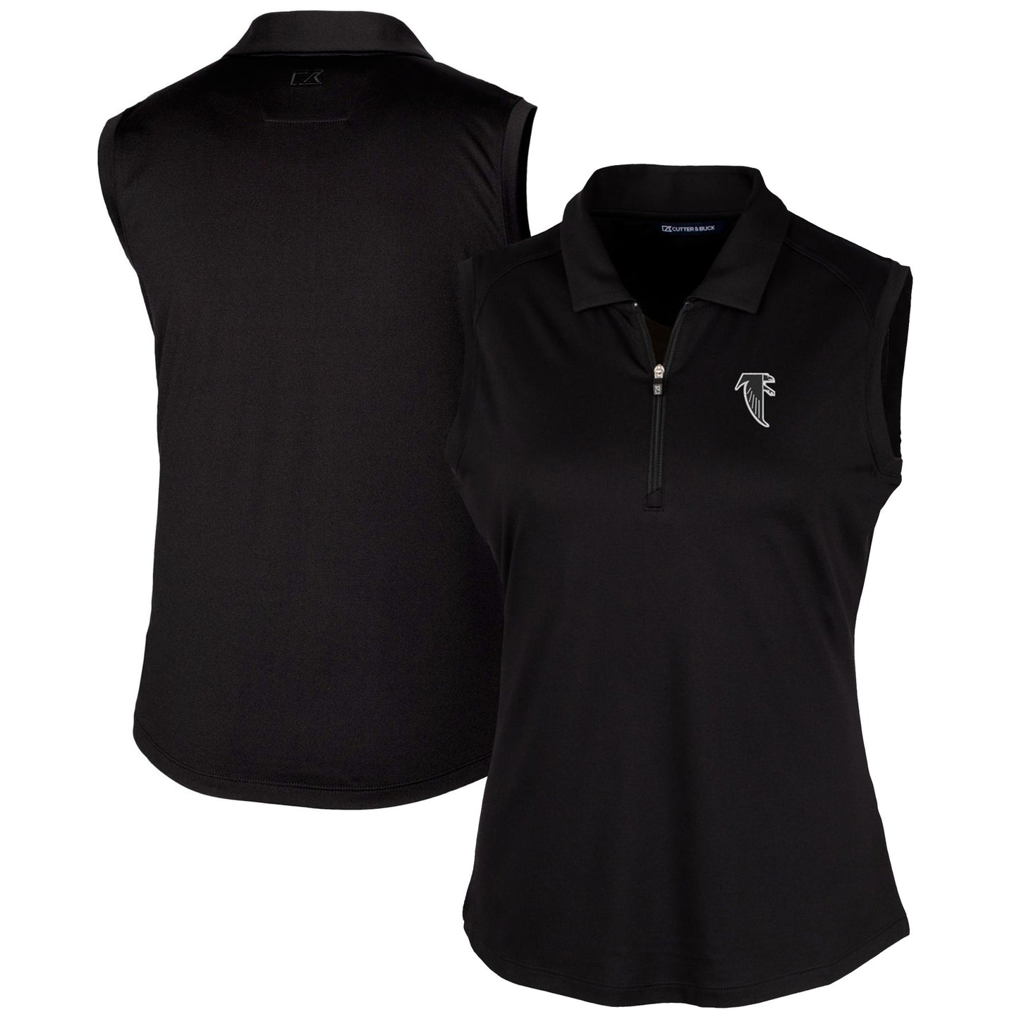 Women's Cutter & Buck Black Atlanta Falcons Throwback Logo Forge Stretch Sleeveless Polo