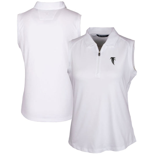 Women's Cutter & Buck White Atlanta Falcons Throwback Logo Forge Stretch Sleeveless Polo