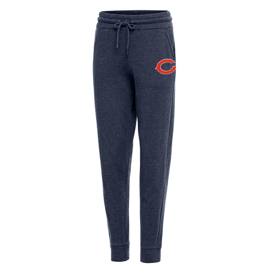 Women's Antigua Heather Navy Chicago Bears Primary Logo Action Jogger Pants
