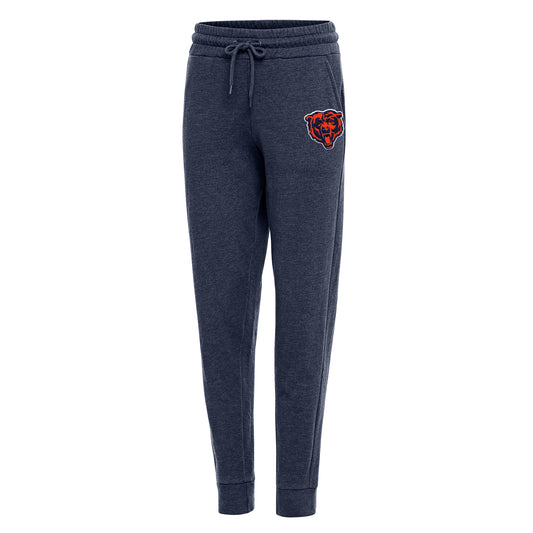 Women's Antigua Heather Navy Chicago Bears Mascot Action Jogger Pants