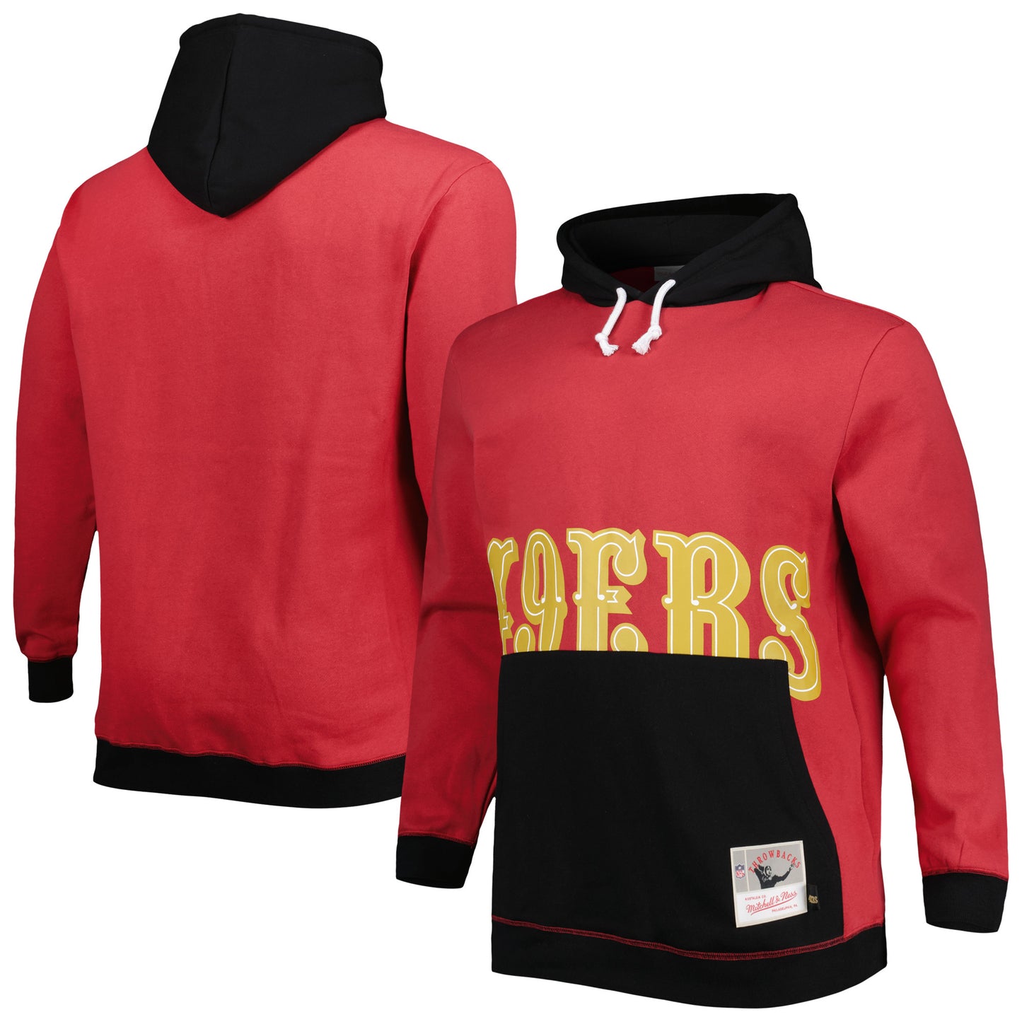 Men's Mitchell & Ness Scarlet/Black San Francisco 49ers Big & Tall Big Face Pullover Hoodie