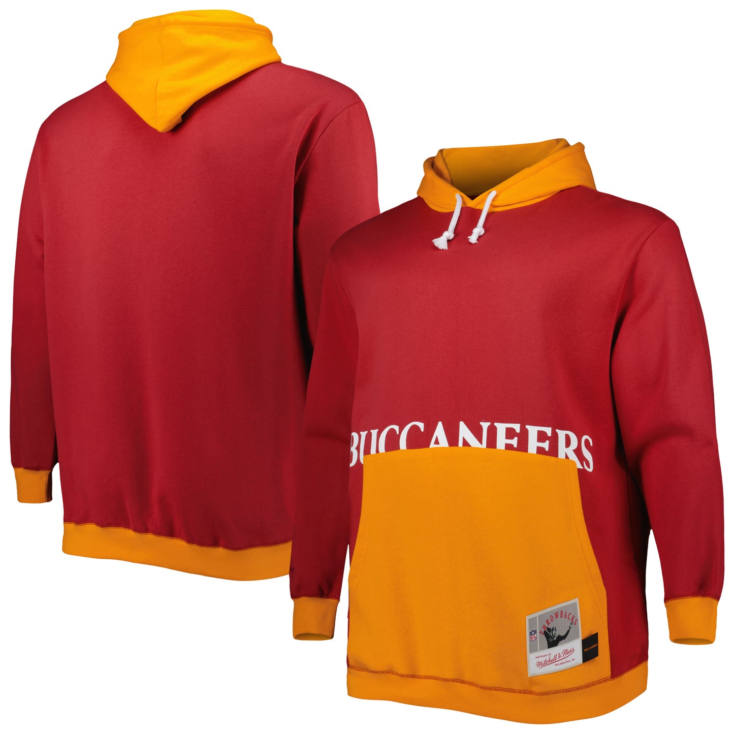 Men's Mitchell & Ness Red/Orange Tampa Bay Buccaneers Big & Tall Big Face Pullover Hoodie