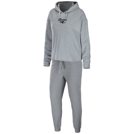 Women's WEAR by Erin Andrews Heathered Gray Baltimore Ravens Pullover Hoodie & Pants Lounge Set