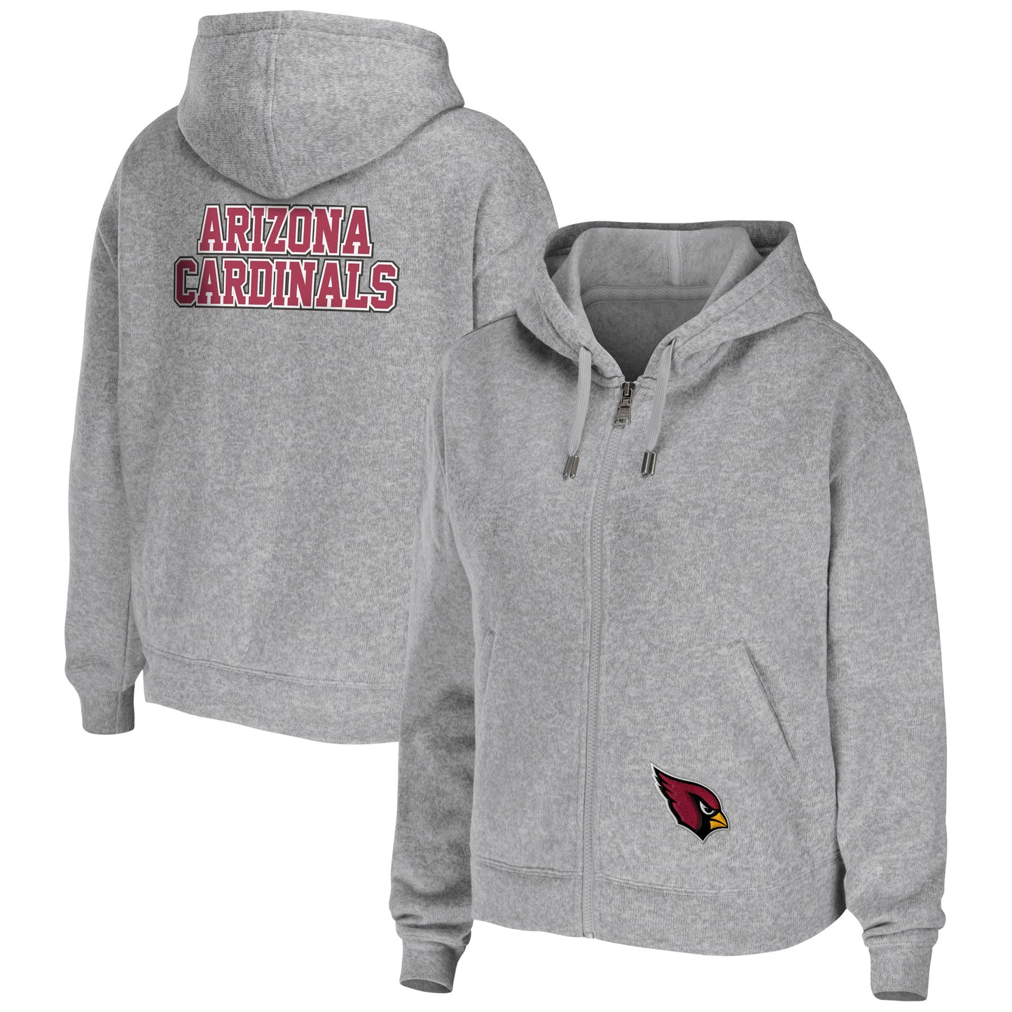 Women's WEAR by Erin Andrews Heathered Gray Arizona Cardinals Team Full-Zip Hoodie