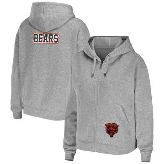 Women's WEAR by Erin Andrews Heather Gray Chicago Bears Plus Size Full-Zip Hoodie