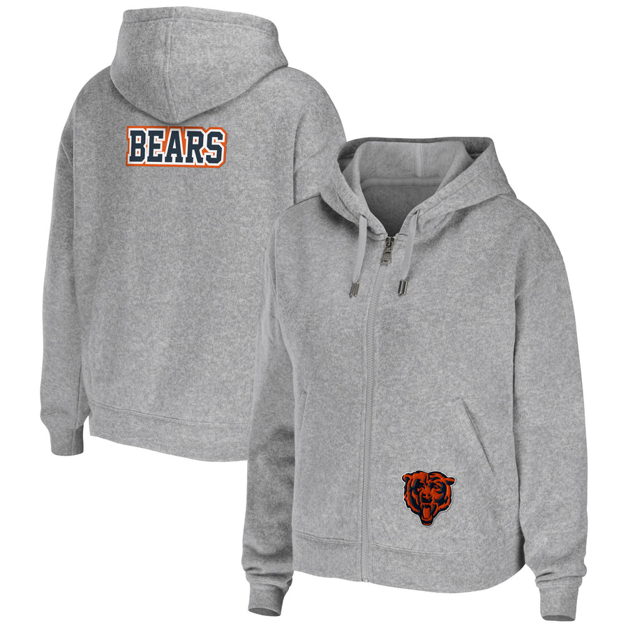 Women's WEAR by Erin Andrews Heather Gray Chicago Bears Plus Size Full-Zip Hoodie
