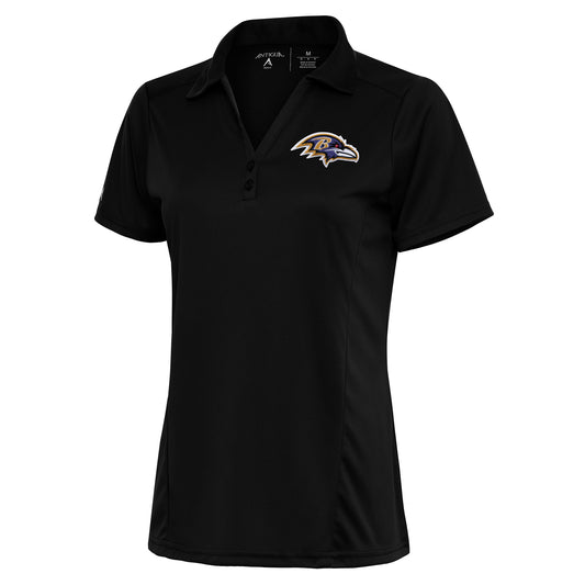 Women's Antigua Black Baltimore Ravens Team Logo Tribute Polo