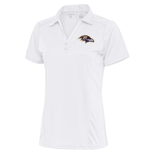 Women's Antigua White Baltimore Ravens Team Logo Tribute Polo