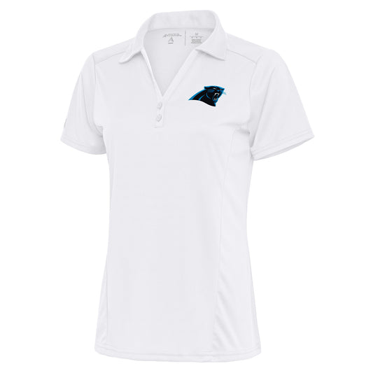 Women's Antigua White Carolina Panthers Team Logo Tribute Polo