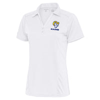 Women's Antigua White Los Angeles Rams Team Logo Tribute Polo